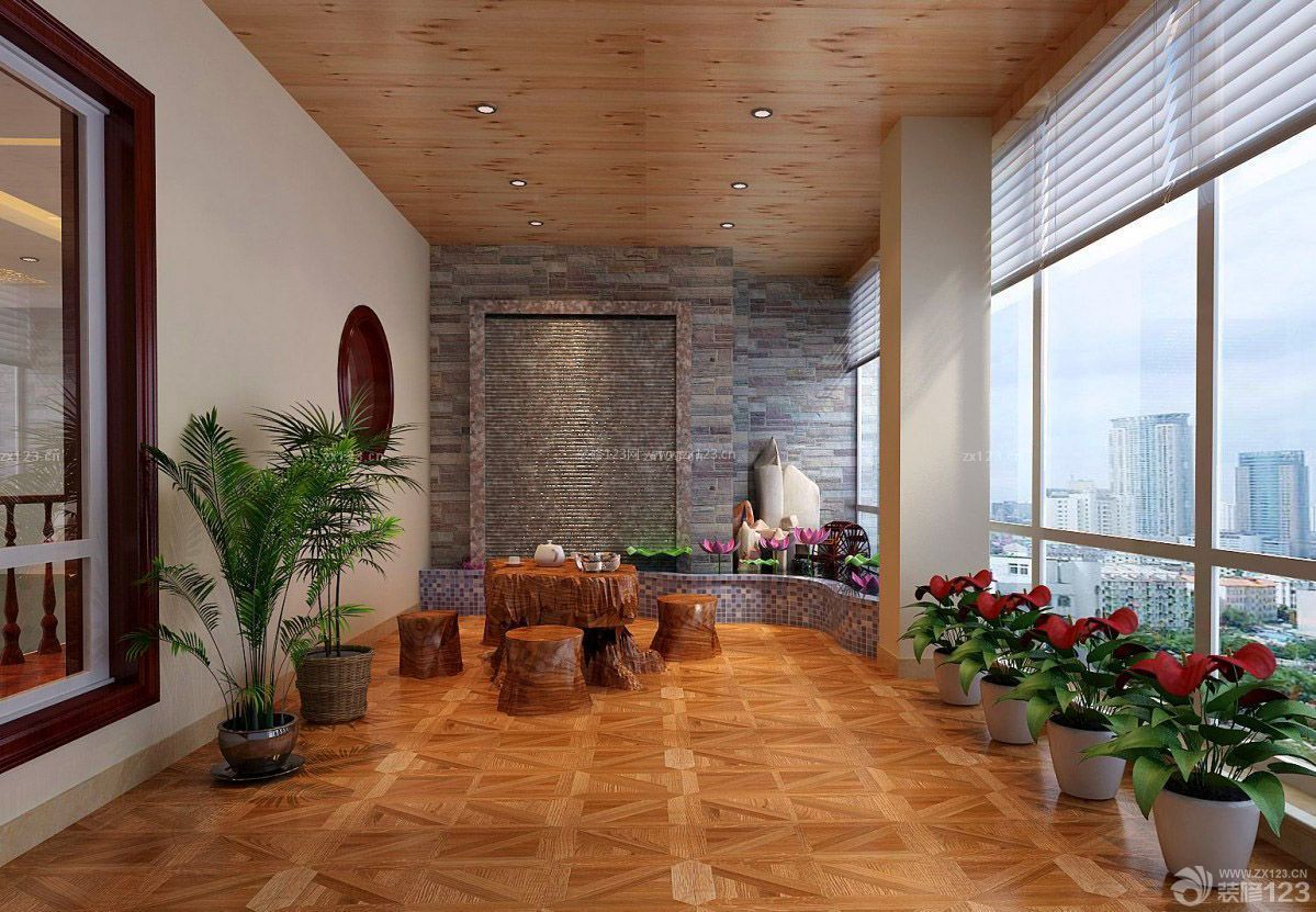 东南亚风格设计 阳台吊顶