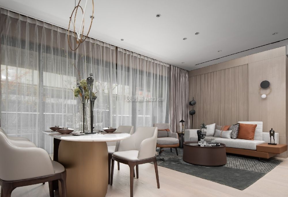 现代客厅餐厅吊顶装修效果图 现代客厅餐厅效果图 