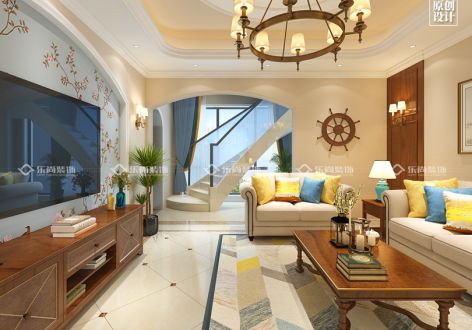 新城中航翡翠城185平美式风格装修案例