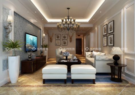 桃源居国际花园三居130平美式风格装修案例