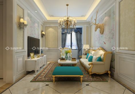 康田蔚蓝海平层220平法式风格装修案例