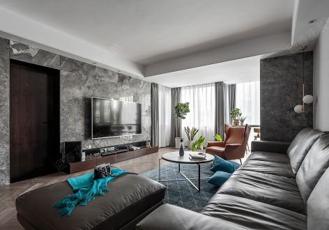 中海·紫御江山102平米现代简约风格三居室装修案例