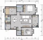 奥园康城95平轻奢风格三居室装修案例