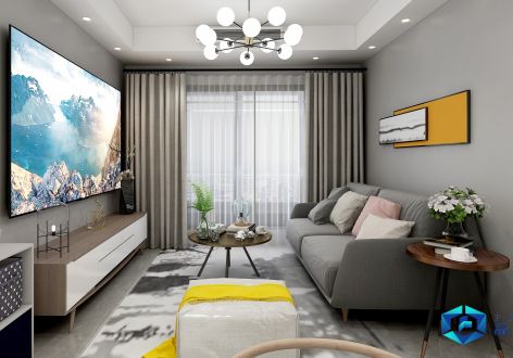 保利香雪北欧风格110平米三居室装修效果图